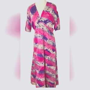Vintage Pink And Purple Stripe Dress Large